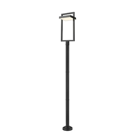 Luttrel 1 Light Outdoor Post Mounted Fixture, Black & Sand Blast